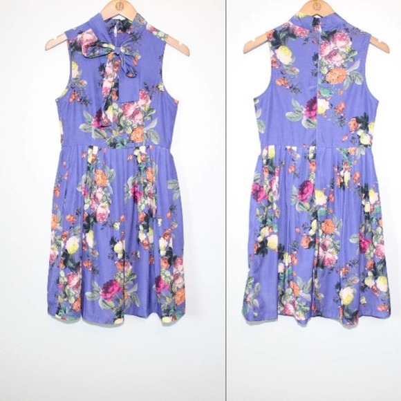 ✨2/$20 ModCloth Bea & Dot Floral Fit Flare Dress Lay of the Landscape XS H14784 - Picture 10 of 11